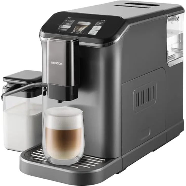 Sencor SES 8500BK, Kaffeevollautomat mit 1350W, 20 bar Druck, 1,5 l Wassertank und 200 g Bohnenbehälter, grau