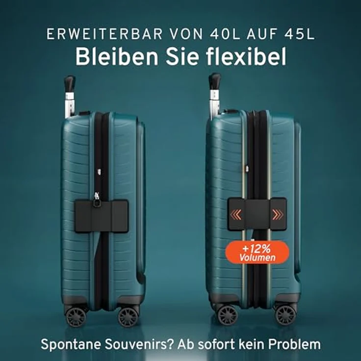 Stratic Novium 4 Rollen Kabinentrolley S 55 cm mit Laptopfach und Dehnfalte, petrol – Bild 3