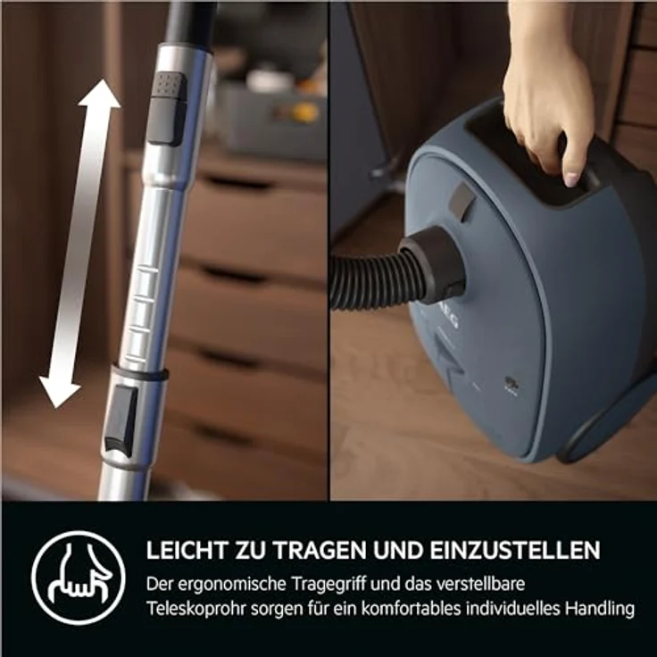 AEG Bodenstaubsauger CLEAN 6000 (AB61C2DBS), 750 W mit Beutel, hohe Saugleistung, automatische Umschaltung, inkl. Zusatzdüsen, 55 % Recyclingkunststoff – Bild 9