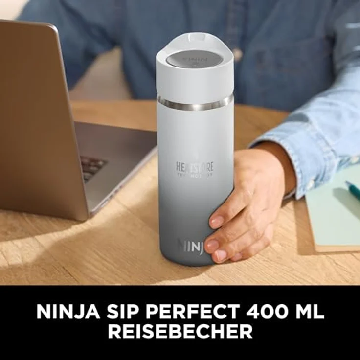 Ninja 400 ml Sip Perfect Thermosflasche für Heißgetränke, BPA-frei, spülmaschinenfest, auslaufsicher, Weiß, DW1603EUUKWH – Bild 2