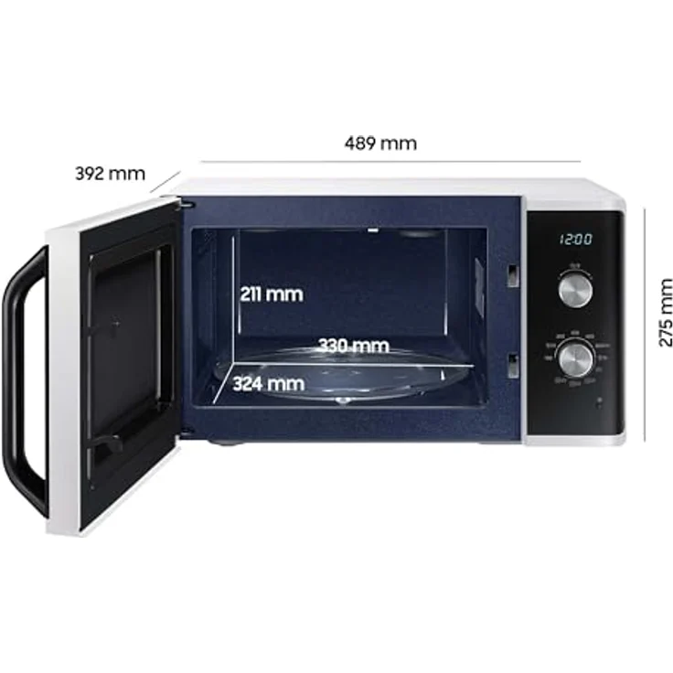Samsung MG23K3614AW-EG Mikrowelle mit Grill, 23 Liter Garraum, 800 Watt, Keramik Innenraum, Standgerät – Bild 2