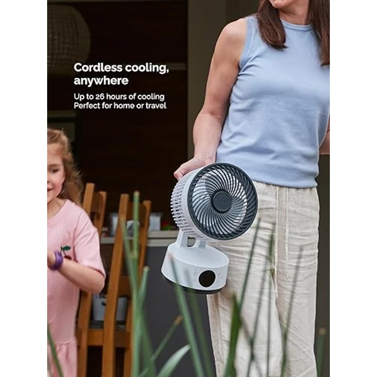 MEACO Meaco Fan Sefte® Tragbarer Akku-Luftzirkulator, 15,2 cm, 12 Geschwindigkeiten, 22 dB ultra-leise, kabellos, oszillierend, mit Fernbedienung, 26 Stunden Laufzeit, Ersatzakku – Bild 4