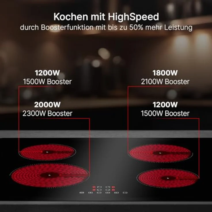 Bomann® Autarkes Induktionskochfeld mit 4 Kochfelder | Touch Control & Topferkennung | 7400W & Boosterfunktion | Rahmenlos | Kochstoppautomatik | EBK 7942 – Bild 2