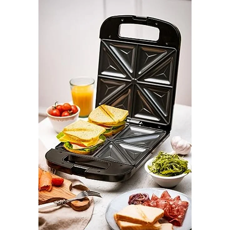 Adler AD 3055 XXL-Sandwich-Maker, 2000 Watt, 24 x 22 cm Grillfläche, für 4 Toast-Scheiben, antihaftbeschichtet, Kunststoff, schwarz – Bild 7
