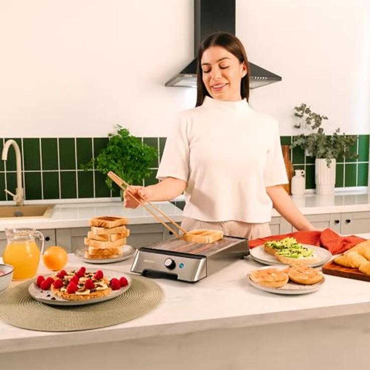 Cecotec NiceSlice Inox Toaster, flacher Toaster mit 3 Quarzwiderständen, 1000W, Edelstahl, 6 Bräunungsstufen – Bild 3
