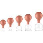 pulox Vakuum-Massager Schröpfgläser Set aus Echtglas - 5 Stück mit Saugball, diverse Größen, Profi-Cups für Schröpfmassage und Narbenbehandlung