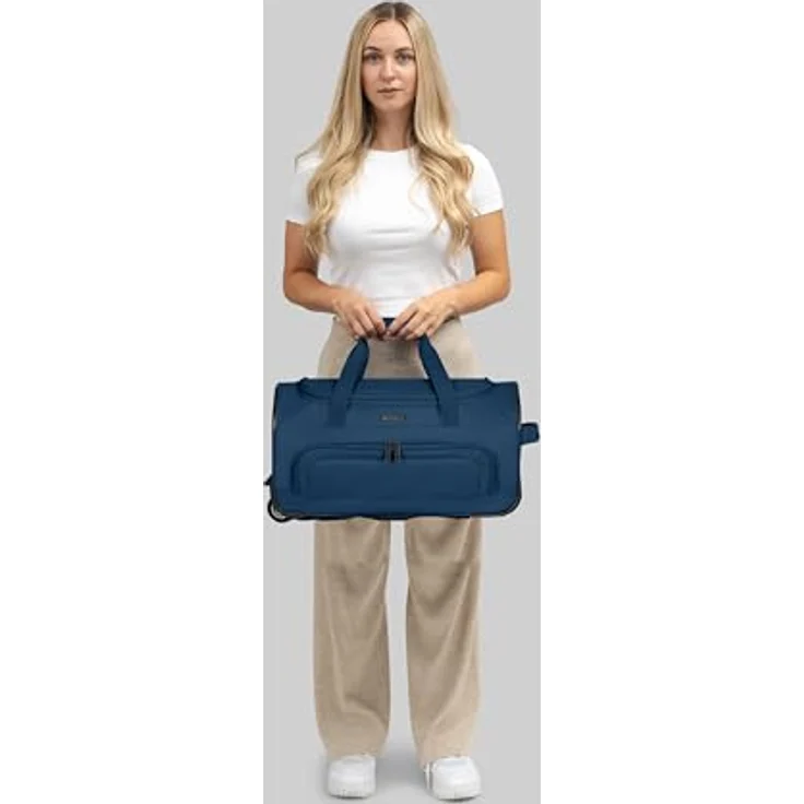 Redolz Duffle Essentials 2-Rollen Reisetasche, 28 cm, Blau, 39 l mit sicherem Reißverschlussfach und arretierbarem Griff – Bild 5