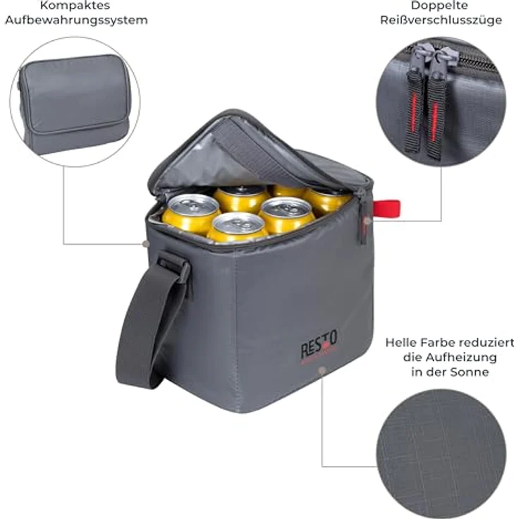 Resto Kühltasche 5506, praktische Kühlbox mit 5,5 l Fassungsvermögen, graue Polyesterfarbe, passive Kühltechnologie – Bild 4
