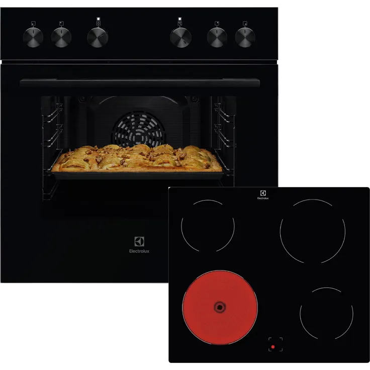 Electrolux ELXH1K Einbauherd mit Even Cooking, AquaClean und abnehmbarer Glastür, Schwarz