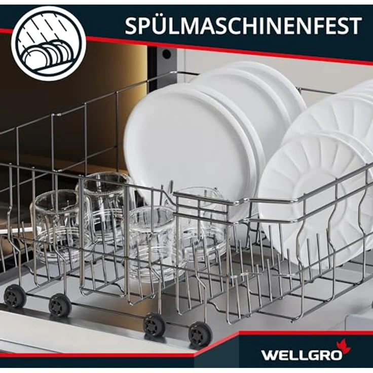WELLGRO 6x Einmachgläser mit Schraubdeckel, 235ml, Deckel To 82 grün kariert, Made in Germany, Vorratsgläser, Gärglas, Dessertgläser – Bild 4