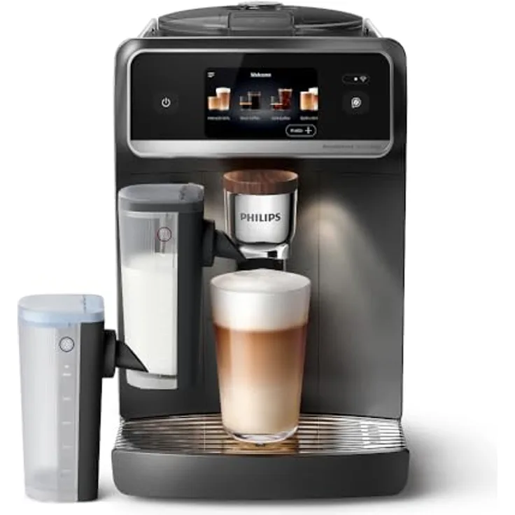Philips Kaffeevollautomat EP8757/12 8000 Series Café Aromis, 50 Getränke, LatteGo Pro-Milchsystem, BrewExtract Technologie, appfähig, schwarzes Design
