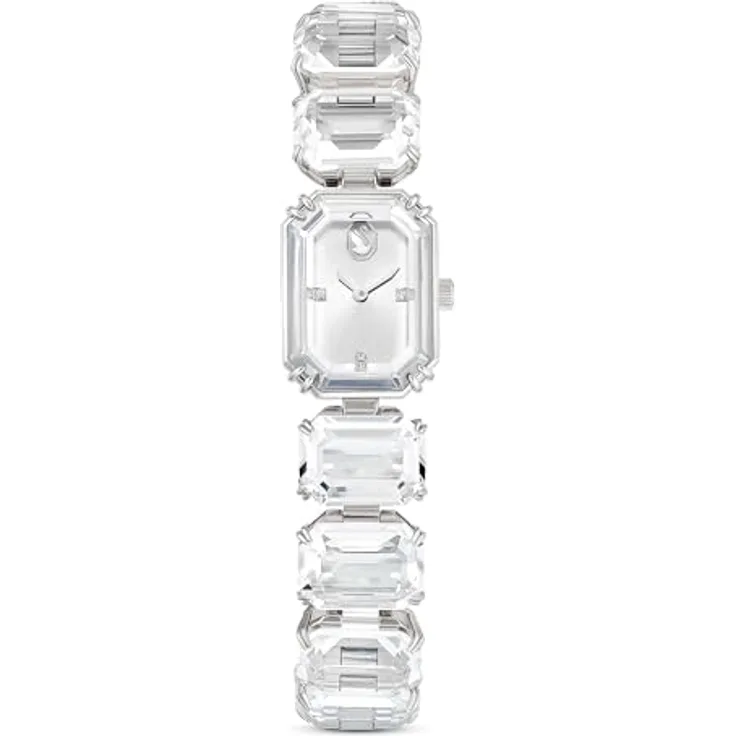Swarovski Armbanduhr, Oktagon-Schliff mit Kristall-Lünette, Weiß, Edelstahl, 50 m wasserdicht
