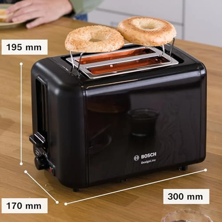 Bosch TAT3P424DE Toaster Kompakt deep red crystal Schwarz  – Bild 3