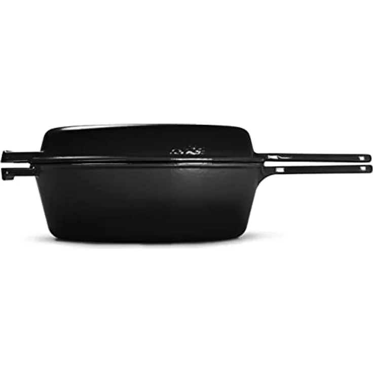 ECHTWERK Echtwerk Schmortopf und Grillpfanne 2-in-1 Set, Gusseisen Bräter mit Emaille-Beschichtung, 2,5 L, Schwarz, Ø 25,2 cm, Für Backöfen, Grill, BBQ und Induktion geeignet – Bild 3
