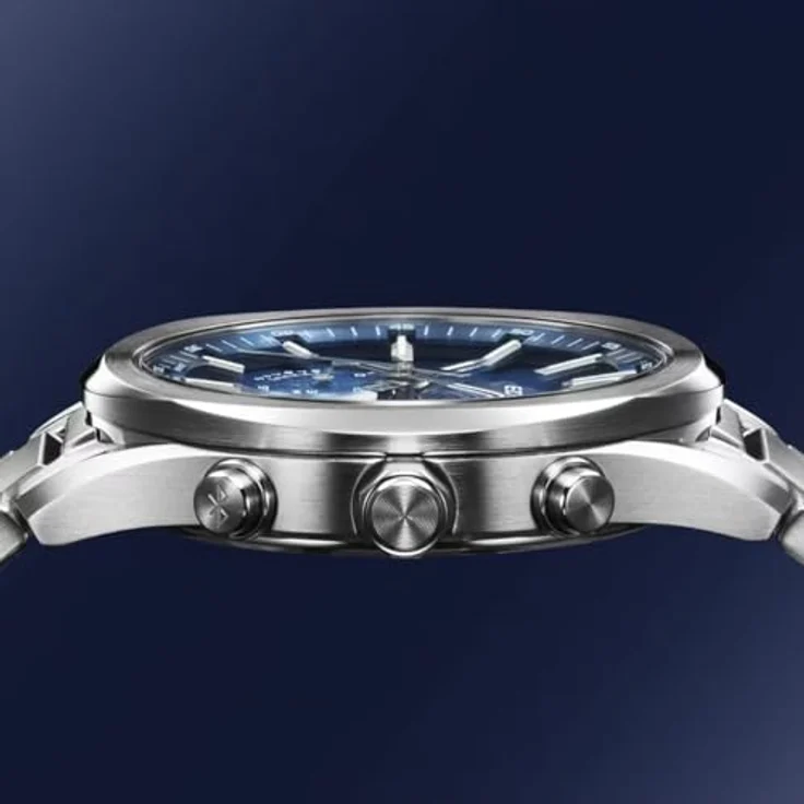Casio EQB-1300D, Herren Chronograph Quarz Armbanduhr mit Solarbetrieb, Bluetooth-Konnektivität und Edelstahlarmband, blau – Bild 3