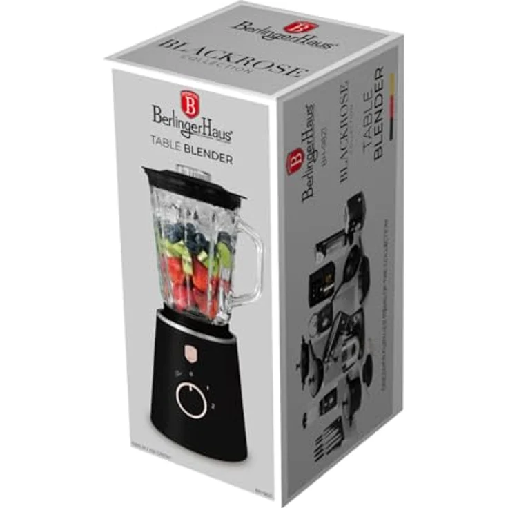 Berlinger Haus BH9821 Standmixer, 1000 W Leistung, 1,5 l Glasbehälter, Schwarz-Rosa Design – Bild 2
