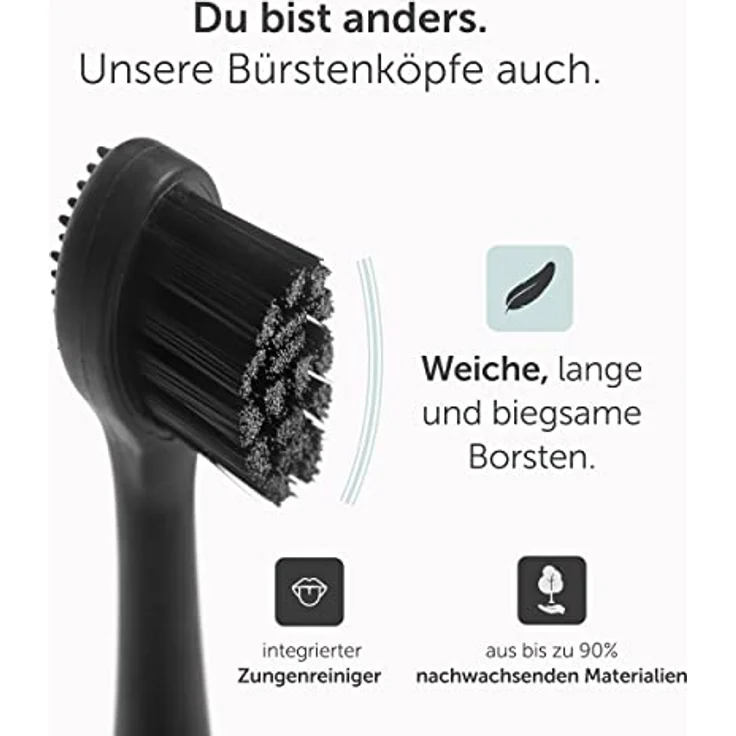 Wondersmile Ersatzbürsten Schallzahnbürste (Soft, Ultimate Black, 4er Pack) - Bürstenköpfe für Wondersmile Schallzahnbürste – Bild 2