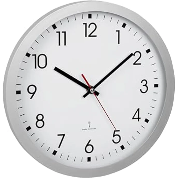 TFA Dostmann Analoge Funk-Wanduhr, 60.3522.02, mit Sekundenzeiger, Glasabdeckung, großes Ziffernblatt, 30cm Durchmesser, Weiß,L 300 x B 43 x H 300 mm – Bild 2
