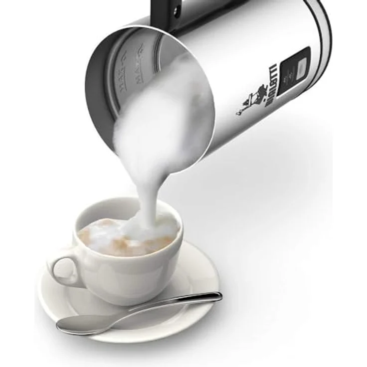 Bialetti MK01 Milchaufschäumer, elektrisch, 500W, antihaftbeschichtet, 240 ml Milchschaum, Kunststoff, Edelstahl, silber – Bild 4