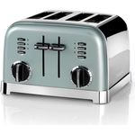 Cuisinart 4-Schlitz Toaster, 1800W, 6 Bräunungsstufen, breite Toastschlitze, Retro Design, Edelstahl