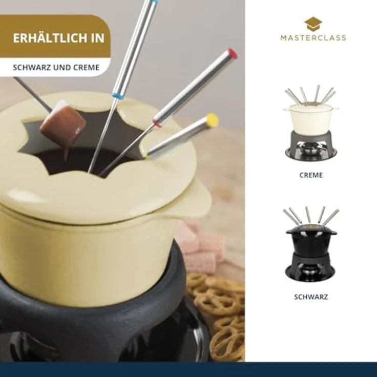 Kitchen Craft liertes Fondue-Set aus Gusseisen mit 6 Gabeln, cremefarben – Bild 7