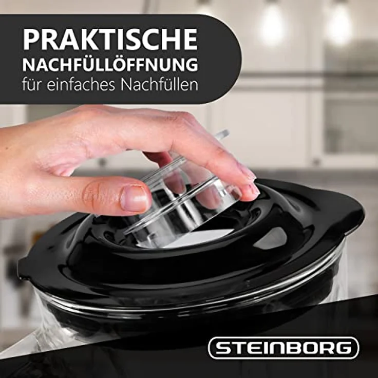 Steinborg SB-7010 Standmixer, 600W, 1,5L Glaskrug, 2 Geschwindigkeitsstufen, Puls-Funktion, 6-Fach Stahlmesser, silber – Bild 6