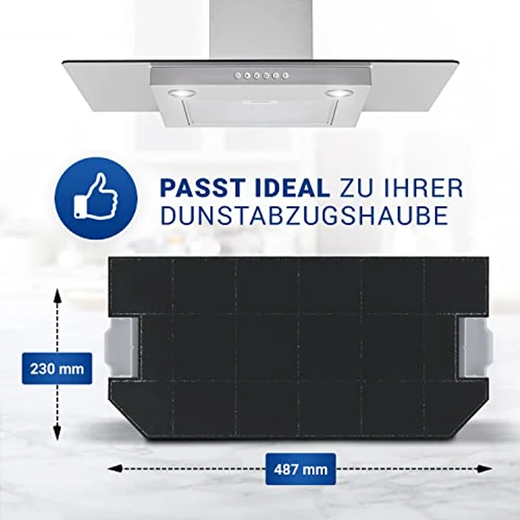 VIOKS Aktivkohlefilter für Dunstabzugshaube, 487x230mm, Ersatz für Siemens Bosch Filter 00460367, effektiver Geruchsfilter, leicht zu installieren – Bild 4