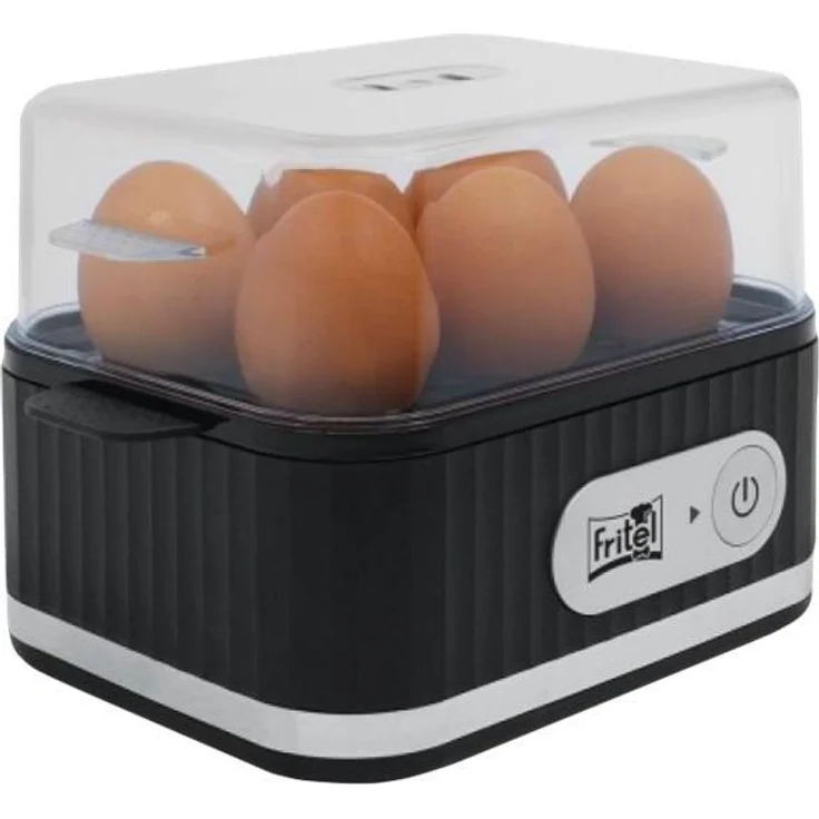 Fritel EC 1475 Eierkocher, leistungsstarker Eierkocher für bis zu 6 Eier, 400 Watt, Silber-Schwarz