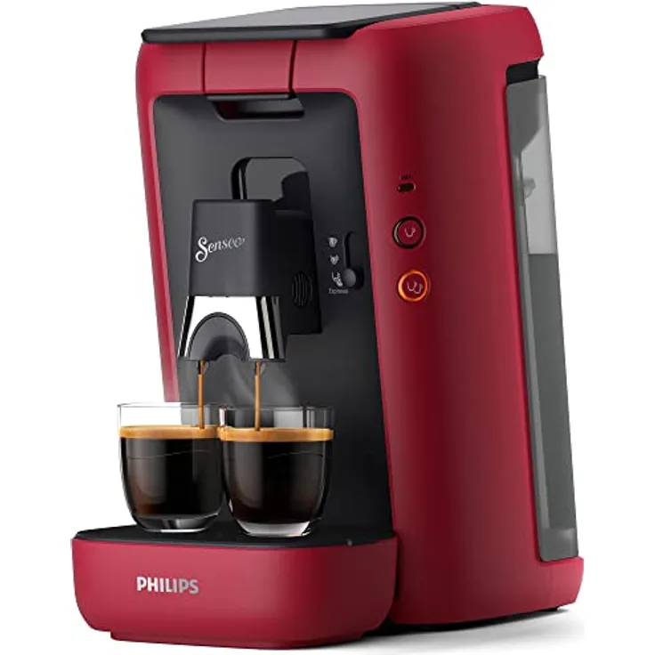 Philips Domestic Appliances Senseo Maestro Kaffeepadmaschine mit Kaffeestärkewahl und Memo-Funktion, 1,2 Liter Wasserbehälter, Grünes Produkt, Farbe: Rot (CSA260/90)