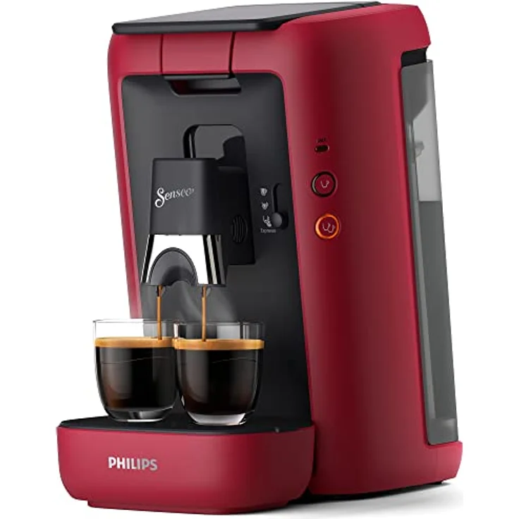 Philips Domestic Appliances Senseo Maestro Kaffeepadmaschine mit Kaffeestärkewahl und Memo-Funktion, 1,2 Liter Wasserbehälter, Grünes Produkt, Farbe: Rot (CSA260/90) – Bild 1