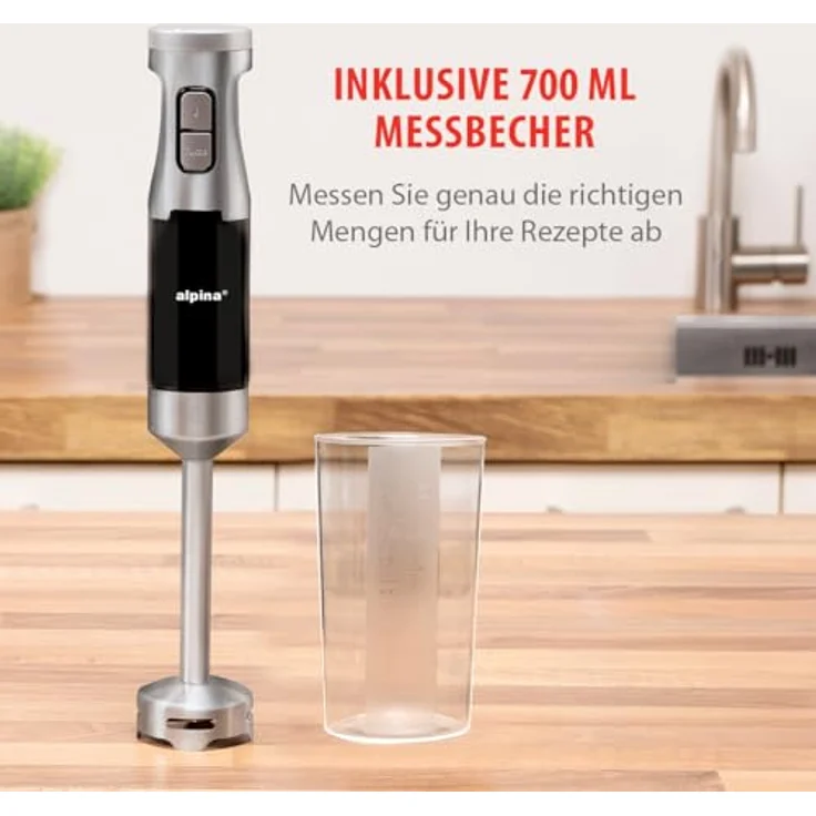 Alpina Stabmixer 1000W, inklusive Becher, leistungsstarker Küchengerät – Bild 3