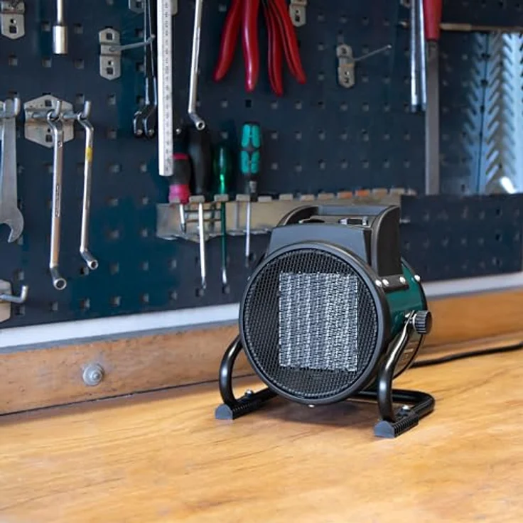VONROC Heizlüfter 2000W, elektrischer Heizlüfter für Werkstatt, Hobbyraum, Camping, 2 Heizstufen, Lüfterfunktion, für Räume bis 20m² – Bild 3