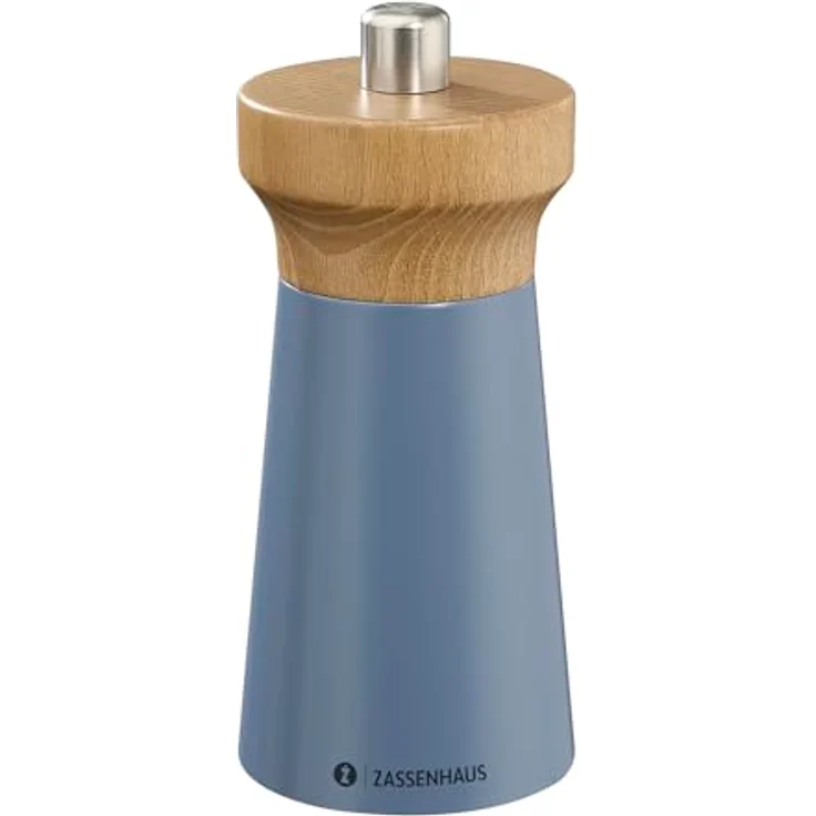 Zassenhaus Pfeffermühle WESTERLAND deep sea | lackiertes Buchenholz | Mühlenkopf aus Buchenholz | mit stufenlos verstellbarem Hochleistungs-Keramikmahlwerk | Gewürzmühle für Pfeffer | 12 cm, Ø 5,4 cm – Bild 1
