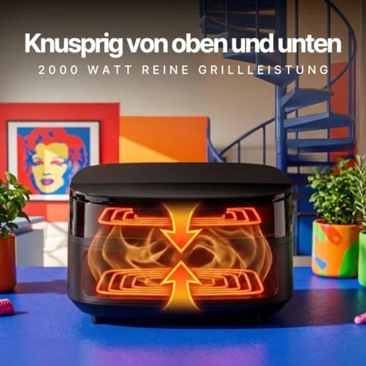 Seeger SpaceFry XXL Heißluftfritteuse, 6L, Airfryer mit Sichtfenster, 11 Garprogramme, 80-230 °C, PFAS-frei, Pizzaofen – Bild 7