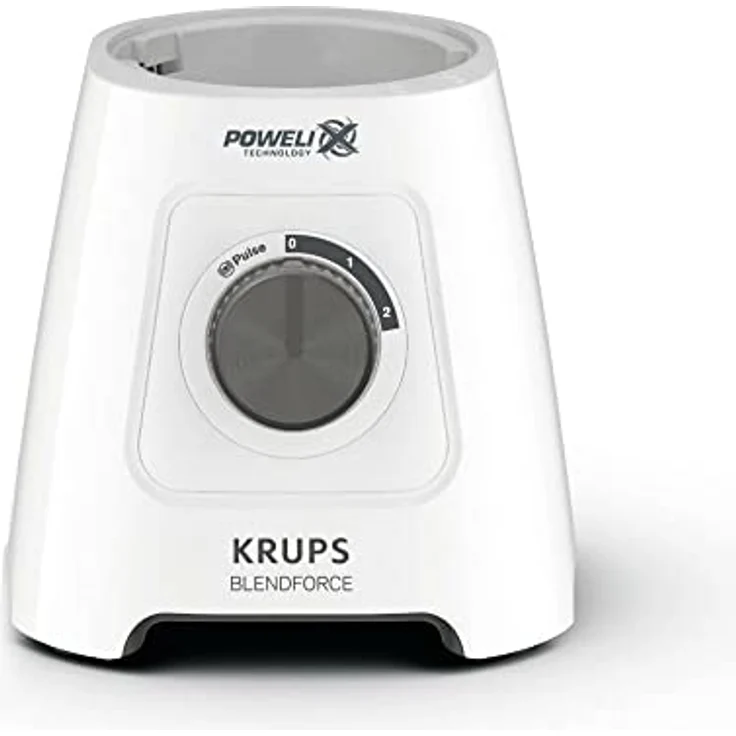 Krups KB42Q1 Blendforce 2in1 Standmixer, 600 Watt, 6 Messer Powelix-Technologie, 2 Geschwindigkeiten+Pulse, Ice Crush-Funktion, inklusive: Mixbehälter, Entsafterbehälter, Saftbehälter, Weiß-Grau – Bild 4