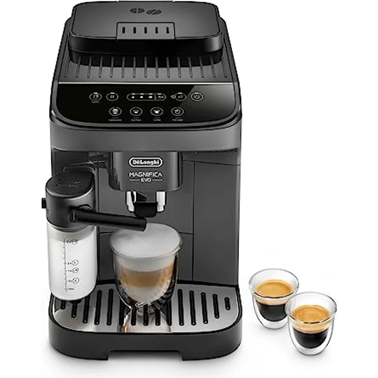 De'Longhi Magnifica Evo ECAM292.52.GB, Kaffeevollautomat mit Milchsystem, 4 Direktwahltasten für Cappuccino, Espresso und weitere Getränke, intuitives Bedienfeld, 2-Tassen-Funktion, Schwarz – Bild 1