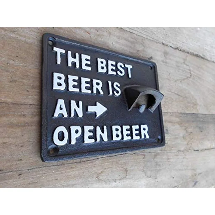 Deko-Impression Wandflaschenöffner Kapselheber Best Beer is an Open Beer Gusseisen