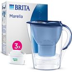 BRITA Wasserfilter-Kanne Marella blau (2,4l) inkl. 3x MAXTRA PRO All-in-1 Kartusche – Filter zur Reduzierung von Kalk, Chlor, Blei, Kupfer & geschmacksstörenden Stoffen im Wasser