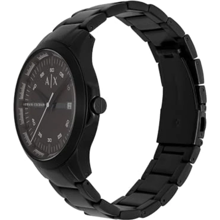 ARMANI EXCHANGE Quarzuhr AX2464, Herrenuhr mit grauem Zifferblatt, schwarzem Edelstahlarmband, 46 mm, analog, Datum – Bild 3