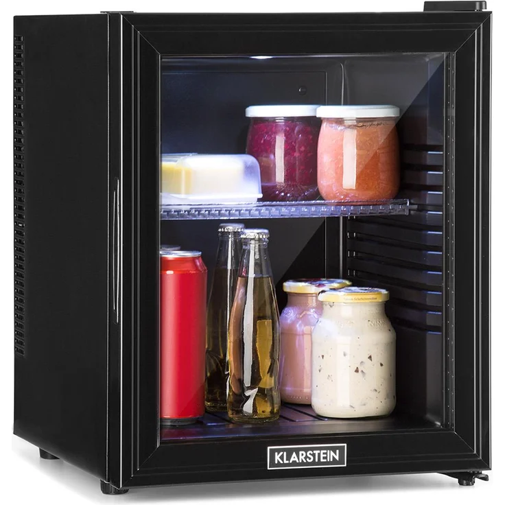 Brooklyn 24L Minikühlschrank A LED Kunststoff-Einsatz Glastür schwarz Schwarz, 32 Ltr – Bild 1
