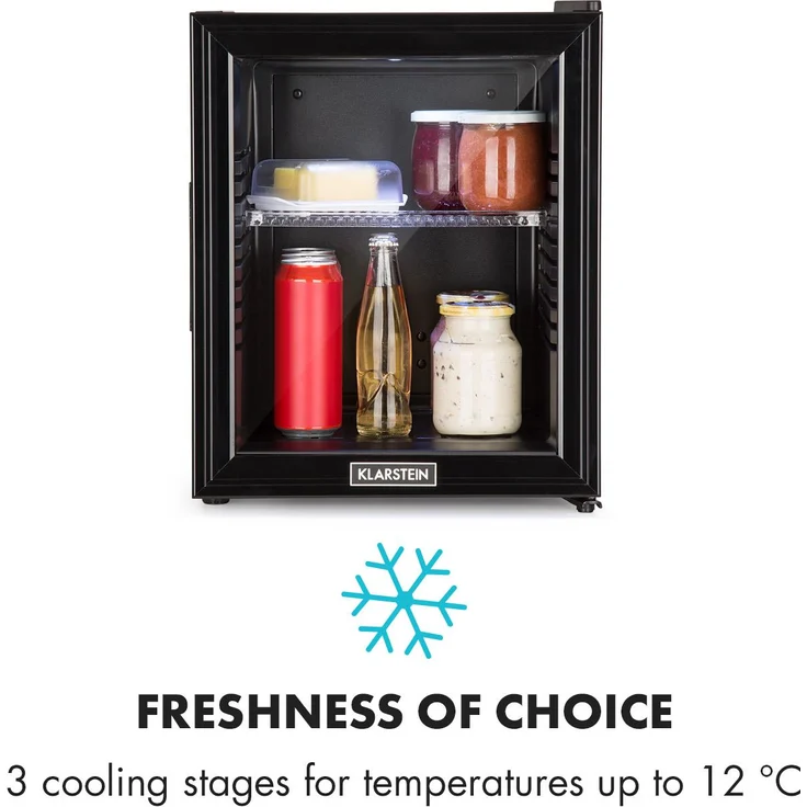 Brooklyn 24L Minikühlschrank A LED Kunststoff-Einsatz Glastür schwarz Schwarz, 32 Ltr – Bild 5