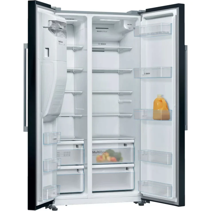 Bosch Serie 6 KAD93VBFP Side-by-Side-Kühlschrank, freistehend, schwarz, NoFrost, Schnellkühlen und -gefrieren, Wasser- und Eiswürfelspender, Festwasseranschluss, Breite 91 cm – Bild 12