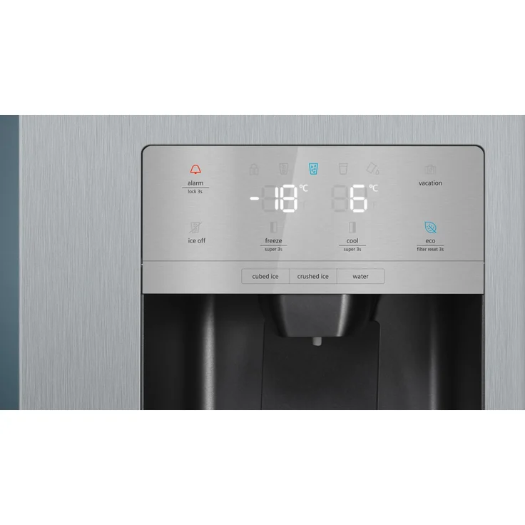 Siemens KA93GAIEP Side-by-Side-Kühlschrank, freistehend, silber, NoFrost, Schnellkühlen, Schnellgefrieren, Wasser- und Eiswürfelspender, Festwasseranschluss, Breite 90.8 cm – Bild 12
