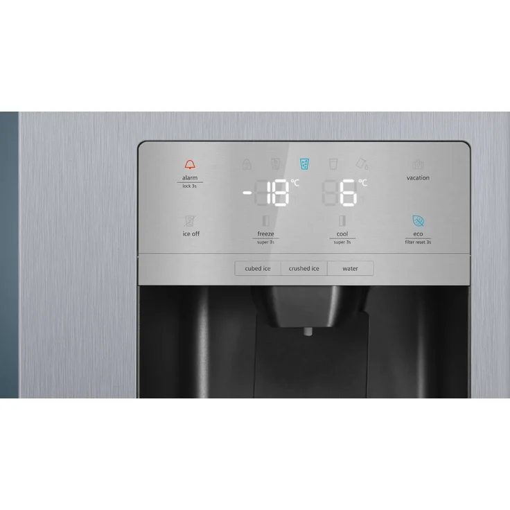 Siemens KA93GAIEP Side-by-Side-Kühlschrank, freistehend, silber, NoFrost, Schnellkühlen, Schnellgefrieren, Wasser- und Eiswürfelspender, Festwasseranschluss, Breite 90.8 cm – Bild 8