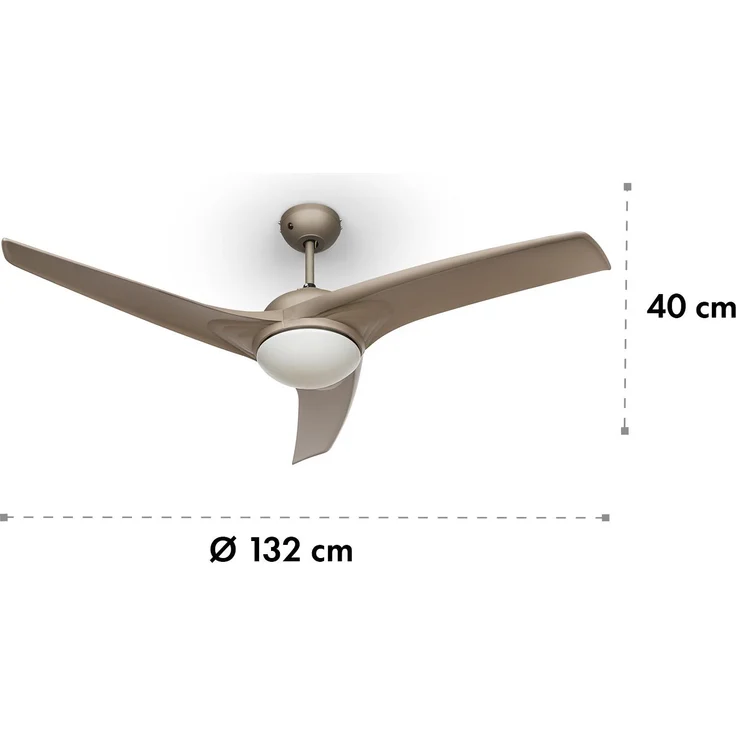 Figo Deckenventilator | 2-in-1: Ventilator & Deckenlampe | Ø 52 Zoll (132 cm ) | 3 Flügel | 10.039 m³/h | 2 Laufrichtungen | 3 Geschwindigkeiten | max. 51 dB | Fernbedienung Titan – Bild 7