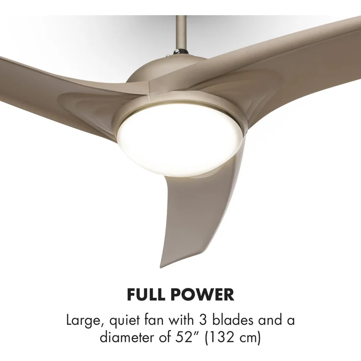 Figo Deckenventilator | 2-in-1: Ventilator & Deckenlampe | Ø 52 Zoll (132 cm ) | 3 Flügel | 10.039 m³/h | 2 Laufrichtungen | 3 Geschwindigkeiten | max. 51 dB | Fernbedienung Titan – Bild 3