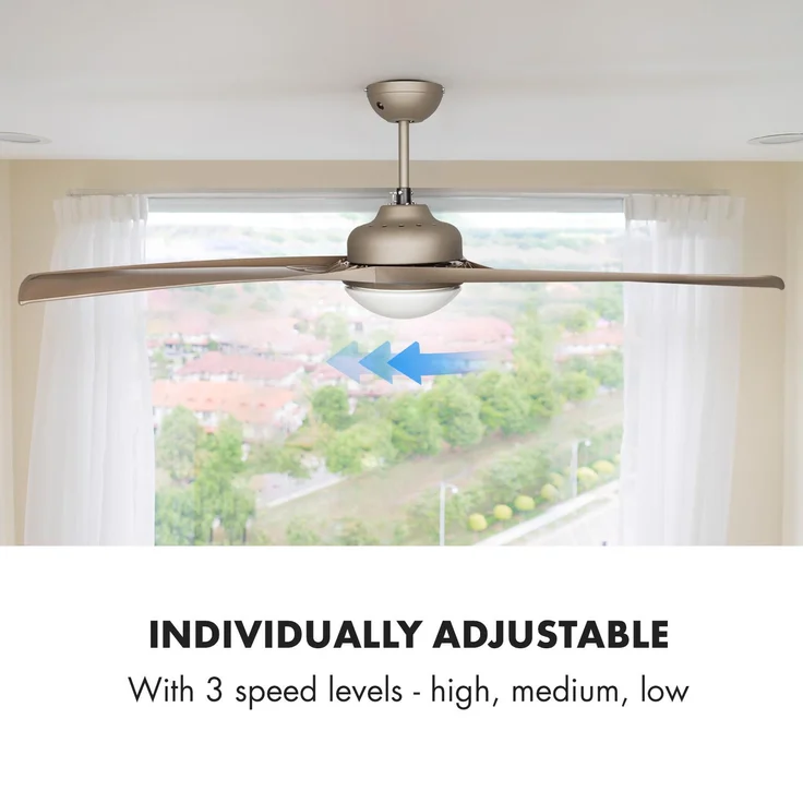 Figo Deckenventilator | 2-in-1: Ventilator & Deckenlampe | Ø 52 Zoll (132 cm ) | 3 Flügel | 10.039 m³/h | 2 Laufrichtungen | 3 Geschwindigkeiten | max. 51 dB | Fernbedienung Titan – Bild 5