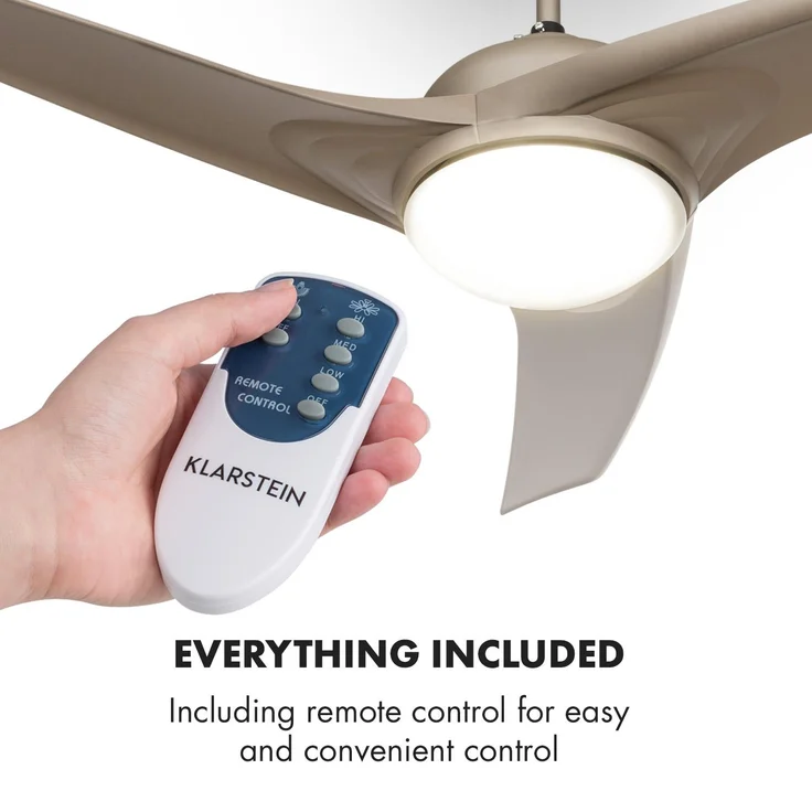 Figo Deckenventilator | 2-in-1: Ventilator & Deckenlampe | Ø 52 Zoll (132 cm ) | 3 Flügel | 10.039 m³/h | 2 Laufrichtungen | 3 Geschwindigkeiten | max. 51 dB | Fernbedienung Titan – Bild 6