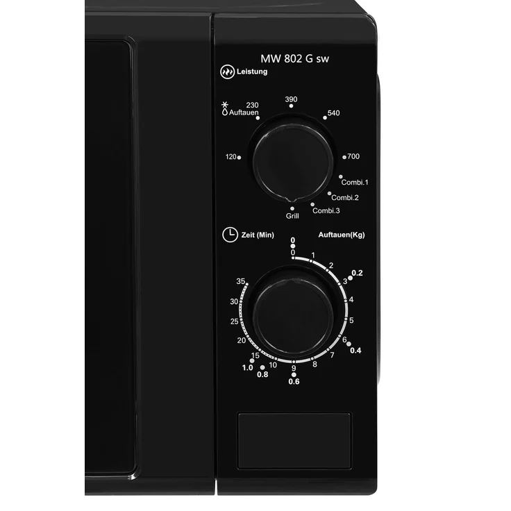 Exquisit MW 802 Gsw Mikrowelle mit Grill, Standgerät, 20 Liter Garraum, 700 Watt, Auftauen, schwarz – Bild 8