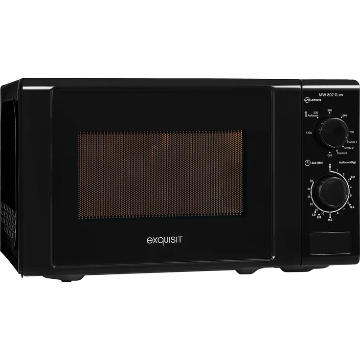 Exquisit MW 802 Gsw Mikrowelle mit Grill, Standgerät, 20 Liter Garraum, 700 Watt, Auftauen, schwarz – Bild 2